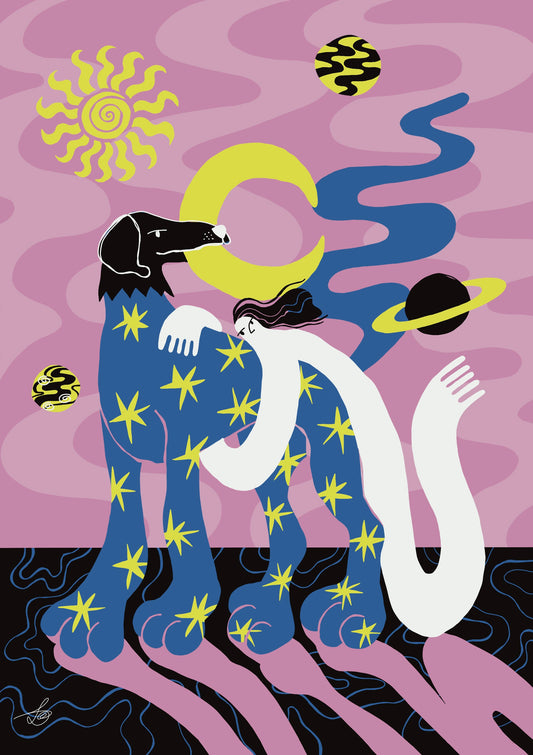The Dog And The Moon - A4 print